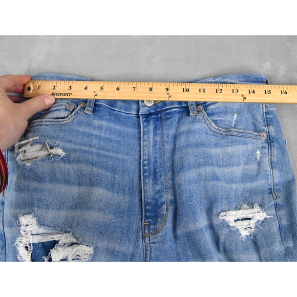 American Eagle Jeans Womens 12 Long (30x31) Curvy Super Hi-Rise Flare Distressed - Picture 9 of 11